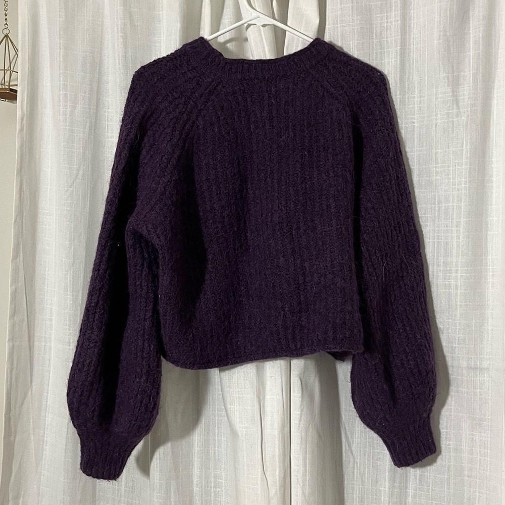 ZARA PURL KNIT SWEATER - PURPLE - M - Picture 8 of 12